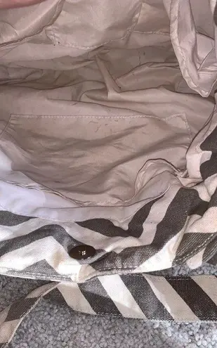 Gray White Chevron Tote Purse and Wallet