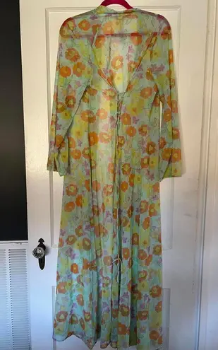 Savage X Fenty Floral Sheer Long Robe XS/S Blue
