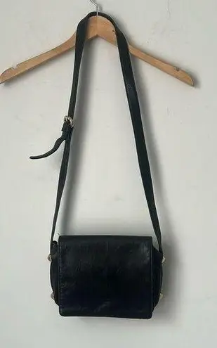 Bloomingdales Vtg Bloomingdale’s Black Leather Crossbody Handbag