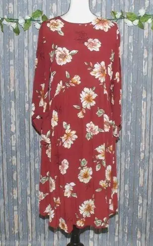 Stevie Hender Floral Dress Size L Midi Half Bell Sleeve Zip Back Boho Sheath