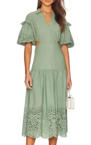 Karina Grimaldi | Graciela Dress in Cucumber Midi Length Size Medium