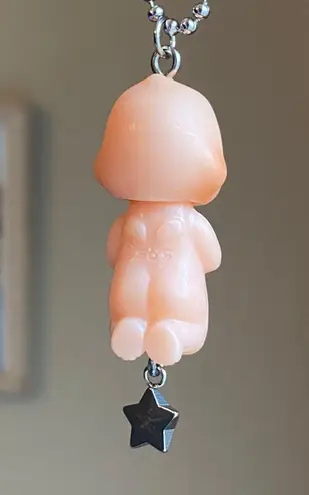 Handmade Japanese kewpie doll funky kawaii y2k grunge style stainless steel ball chain necklace👼🌟