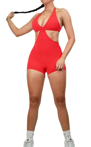 Fitness Fashioness Red Athletic Romper