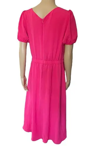 Maia Pink Preppy Barbie Cottagecore Puffer Sleeve Fit and Flare Midi Dress Size 14