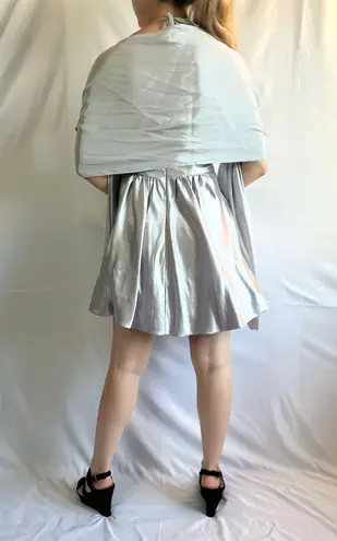 Fiesta Fashion Fiesta Sparkly Glitter Silver Metallic Deep V Halter Mini Homecoming Dress - S