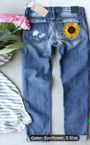 NWOT NWOT #Sunflower Patch #Distressed Blue #Jeans Size 14