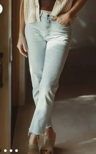 The Normal Brand High Rise Ankle Skimmer Light Wash Jean EUC Sz 28 Button Fly Blue