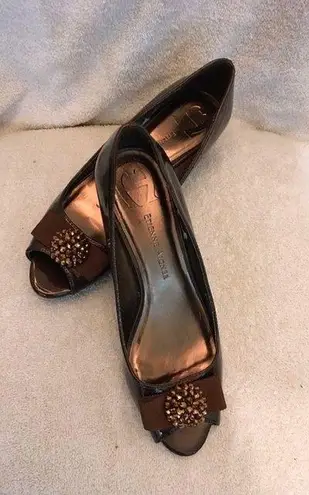 Etienne Aigner Brown Wedge open toe shoe size 7.5