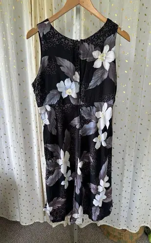 Iolani Women's Hawaiian Tropical Floral Surplice Empire Waist Midi Dress M Black Size M