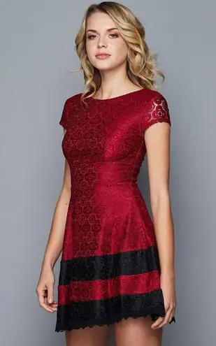 Teeze Me | Fit And Flare Lace Scallop Hem Color Block Dress Sz 5