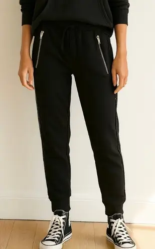 The Kooples Black Koggers With Side Trim Tapered Legs In Black Size Large