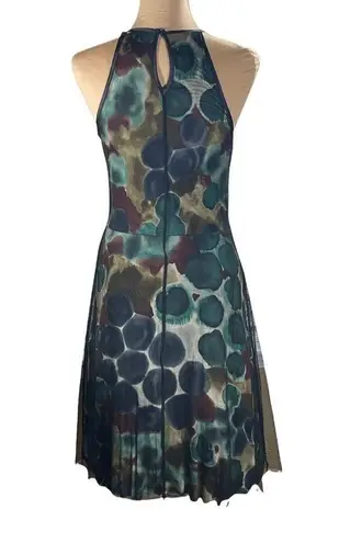 NWT Julienne W Sleeveless Halter Fit and Flare Mesh Overlay Dress Size S Small Black