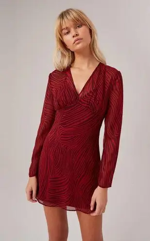 The Fifth Label Region Long Sleeve Mini Dress Dark Merlot Zebra Size Small NWT