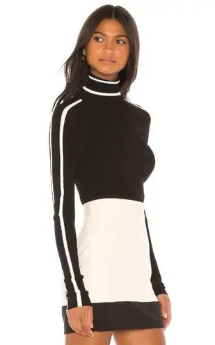 Milly Racer-Stripe Knit Turtleneck Sweater Top in Black Medium Womens