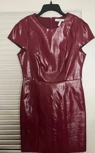 BCBGeneration 6 BCBG Maroon Shiny Pleather A Line Dress