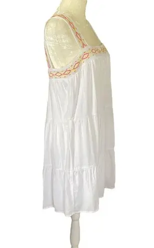 Blue Rain women's medium fully lined white tribal embroidered flowy summer dress