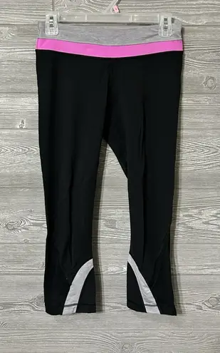 LULULEMON Size 6 Run Inspire Crop II Black Purple Leggings