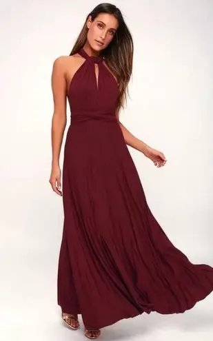 Lulus  burgundy maxi dress Formal Gown Multi-way wear Wedding size Small