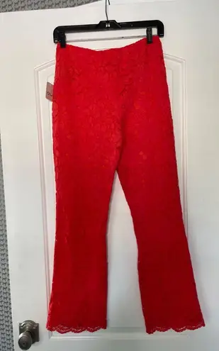 NEW FREE PEOPLE LACE CROP FLARE PANTS IN RED SIZE S!