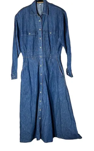 Ruff Hewn Ruff Hewn Vintage Denim Blue Long Sleeve Button Down Maxi Dress Size 8