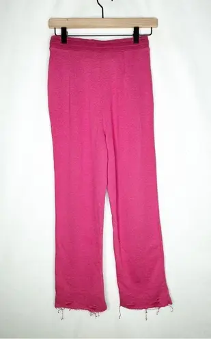 R13  Cropped Pleated Wide Leg Sweatpants with Shredded Hem NWT in Small