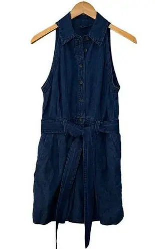 Banana Republic Dark Denim Tie Waist Belted Romper Short Set - 8