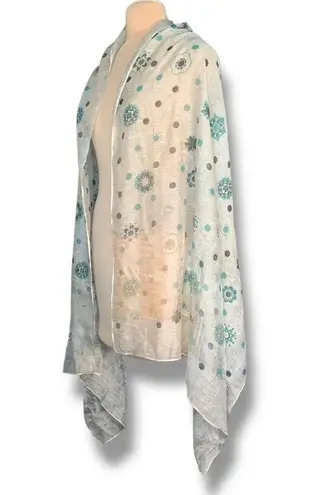 None Sheer Scarf Boho Floral Polka Dot Wrap Tan Green Versatile Beach Sarong Cover Up