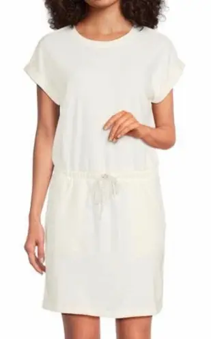 Andrew Marc Crew Neck Drawstring Cotton Blend Minidress Sweatshirt Dress M NWT