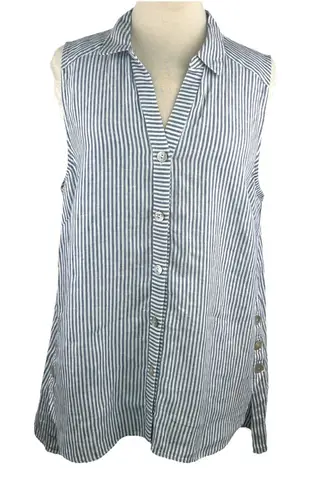 J Jill Love Linen Size LP Petite Sleeveless Top Button