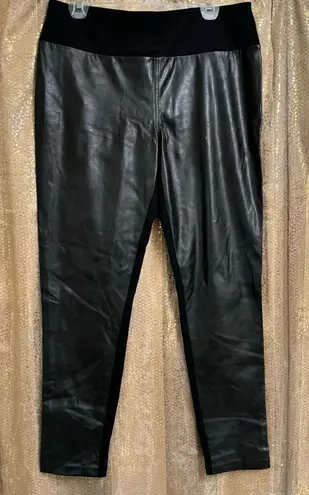 INC International Concepts Faux Leather Spandex Leggings Black 14 Black
