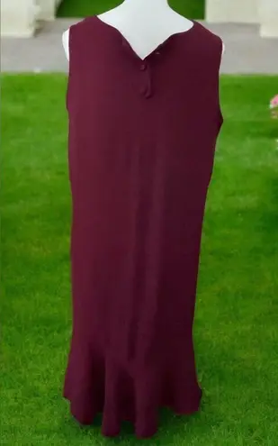 Nina Women’s Vintage Pinnacle Burgundy Sleeveless Ruffle Trim W/ 3 Cloth Buttons