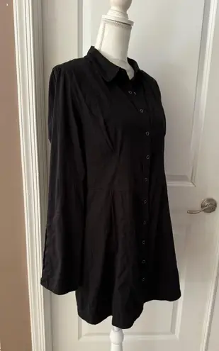 Frame Cotton Snap Closure Black Shirt Dress