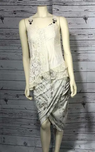 Hard Tail forever skirt with ruched sides faux wrap tie dye size large Gray