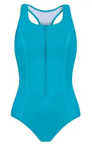 Amoena Key West One Piece Swimsuit Mastectomy Aqua Blue size 8 Cup B NWT