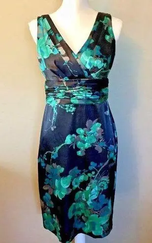 Evan Picone Evan-Picone Dress Womens 6 Used Black Green Blue Gray Career Cocktail Floral