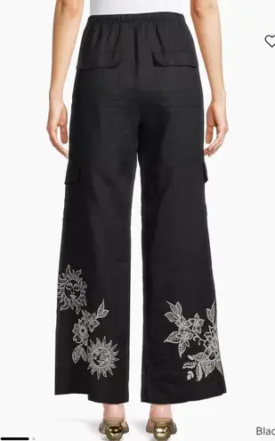Johnny Was Addison Embroidered Wide-Leg Linen Pants. MSRP $248
