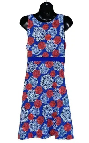 Lola Geometric Floral Print Athletic Sports Dress Sz M Blue Size M