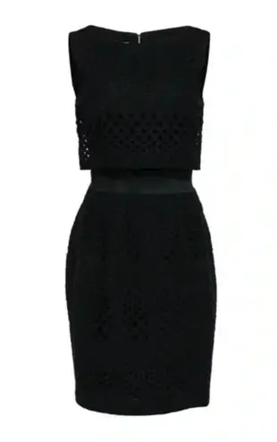 Kay Unger Black Eyelet Sleeveless Sheath Dress Size 6