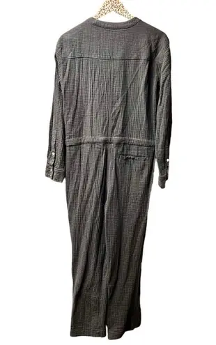 Faherty Dream Gauze Cotton Long Sleeve Jumpsuit Grey Gray Small $178