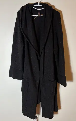 Soft Surroundings Label Noir XL Long Cardigan Coat Tapestry Back Wool Mohair