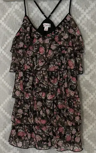 Candie's Women's Small Cami Floral Tiered Layered Boho Whimsigoth Dark Fairy Size 4
