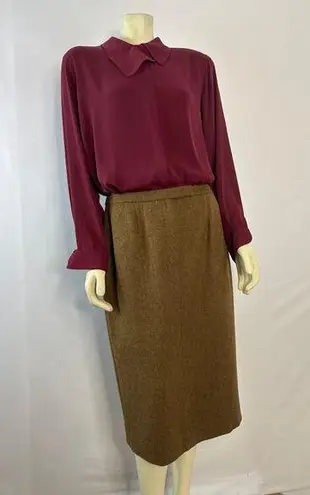 Ralph Lauren Vintage Lauren  100% Lambswool Brown tweed pencil skirt size 8