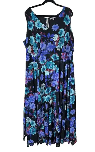 Jessica London Flyaway Maxi Dress Plus Size 22W Floral Sleeveless Flowy Chiffon