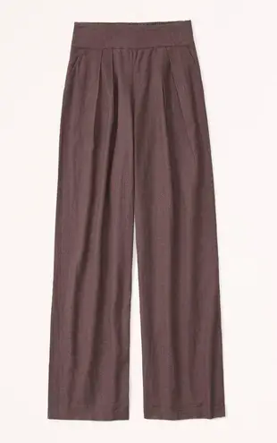 Abercrombie & Fitch Abercrombie Tall Linen Blend Ultra Wide Leg High Rise Pleated Pull On Pant Brown