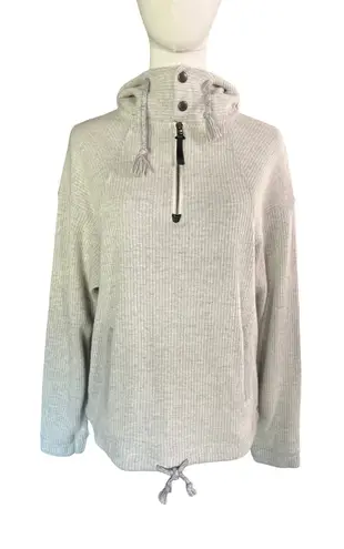 prAna Wool Blend Quarter Zip Hoodie Pullover Gray Rib Knit Women’s Small