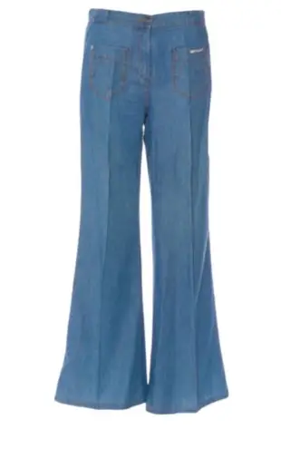 Roberto Cavalli Chambray Blue Wide Leg Pant Size 40 / 4