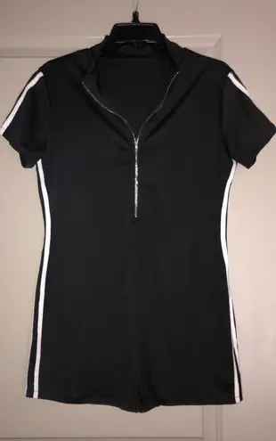 Black Bodycon Stripe Romper Size L
