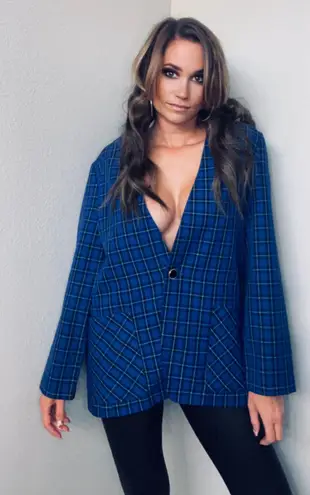 Cape Cod sportwear Vtg. Cape Cod Sportswear | Womens Royal Blue 90's Plaid Blazer O224