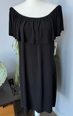 NWT Tiana B. Little Black Dress Ruffle Top Off