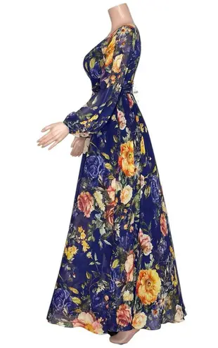 BHLDN Mae Long Sleeve Chiffon Maxi Dress, Purple Floral Combo, 4 (US)